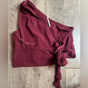 Free People One-Shoulder Wrap Top in Burgundy